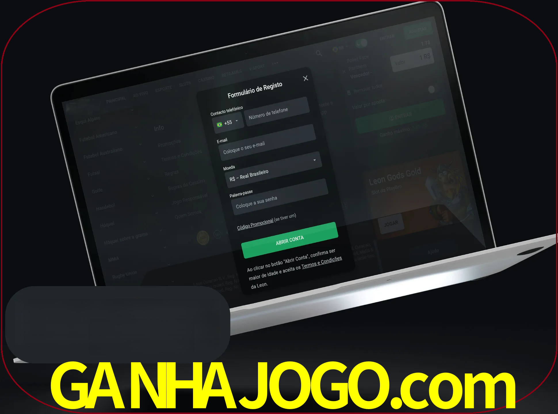 Abra o site da LeonBet e crie sua própria conta.