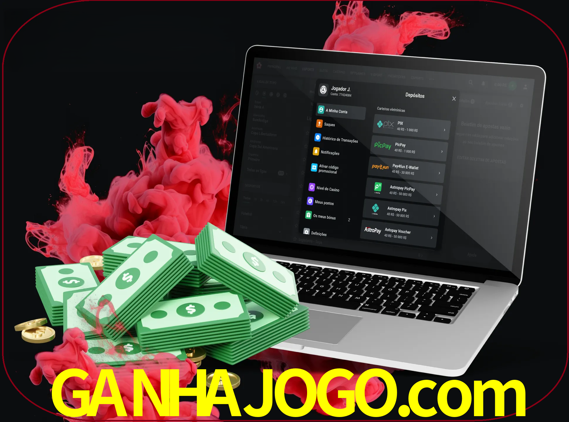 Para efetuar um depósito na sua conta ganhajogo, basta escolher o método de depósito e especificar o montante.