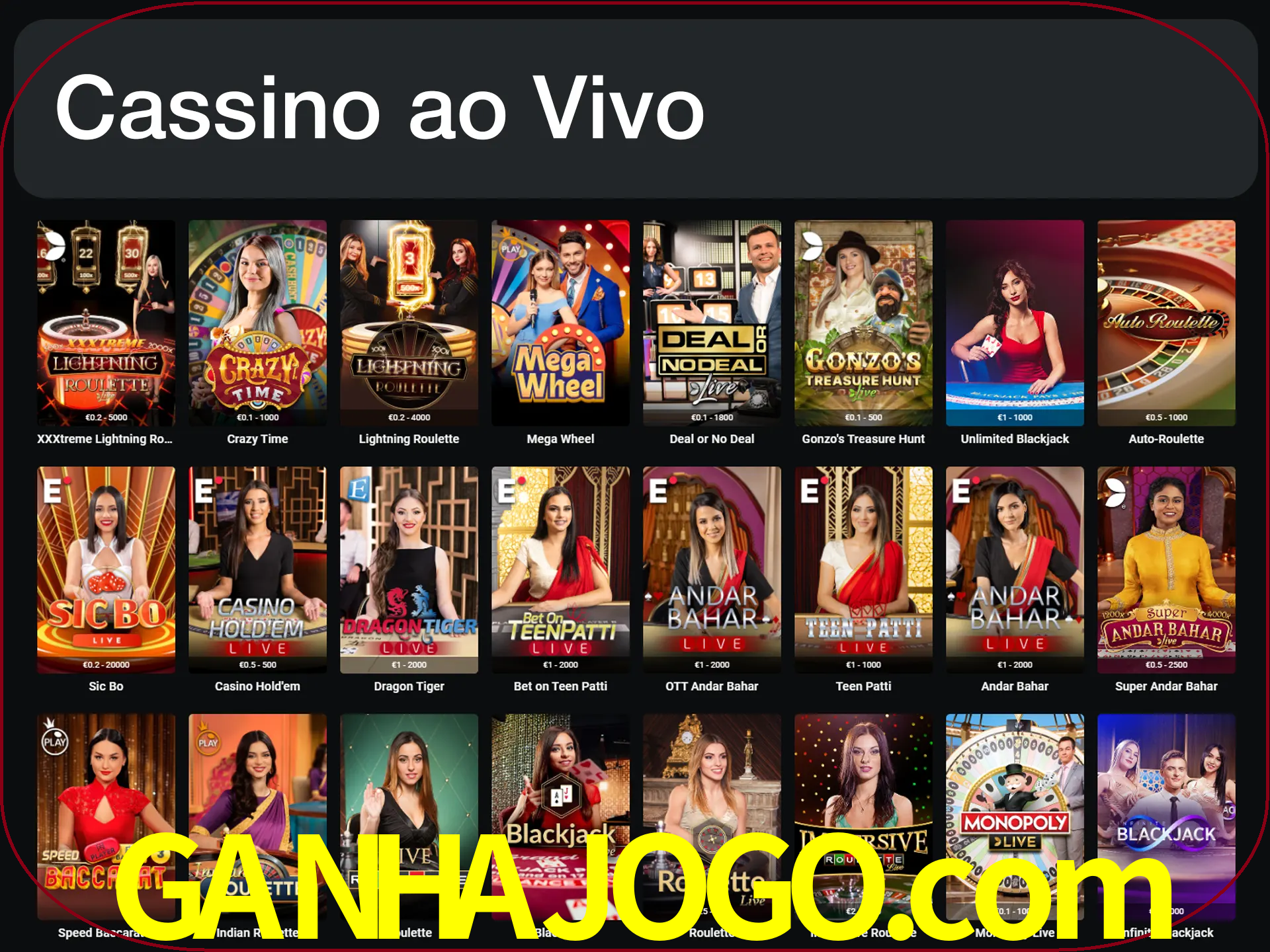 Jogue jogos de cassino com um verdadeiro dealer.
