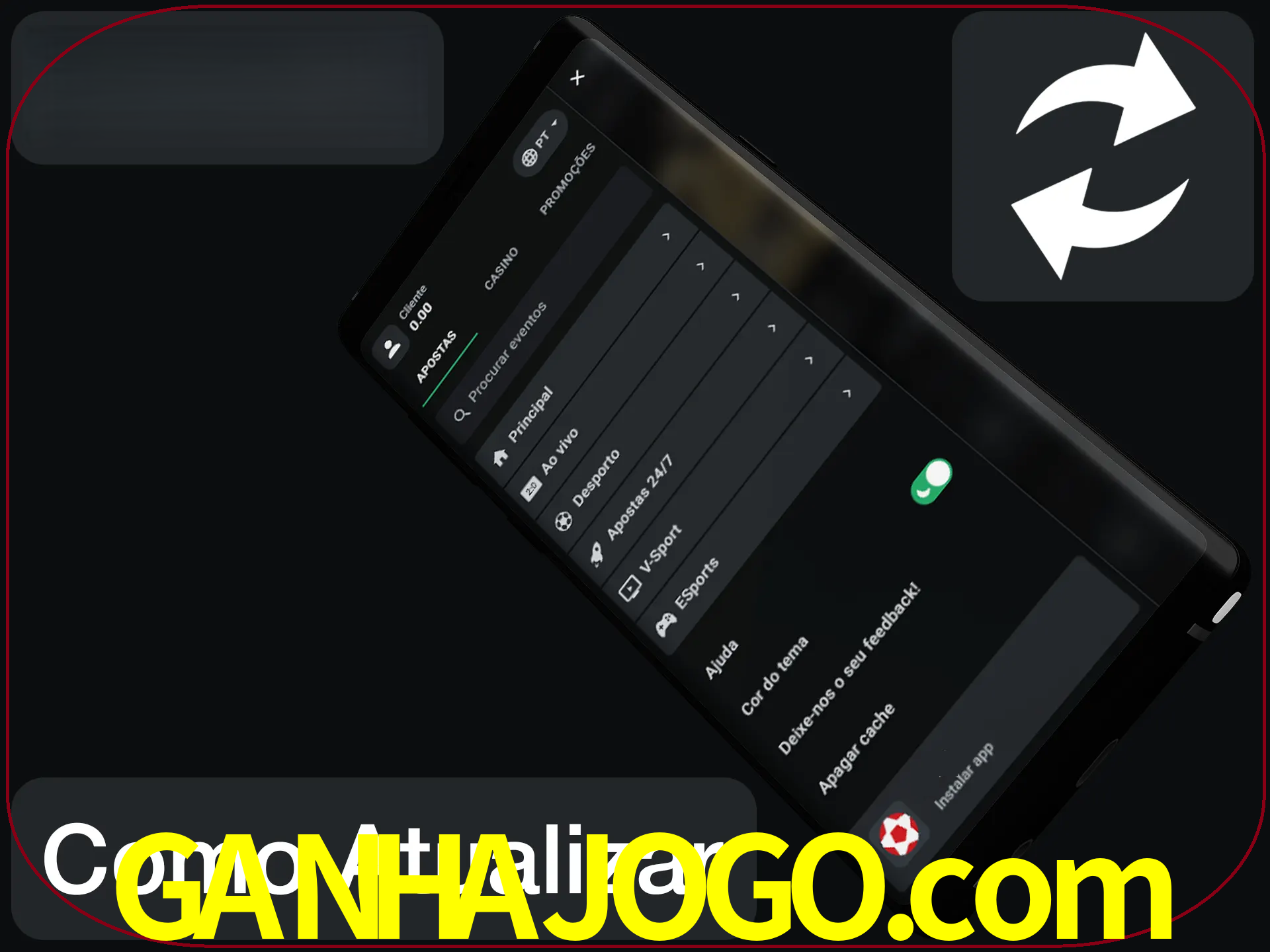 O aplicativo é atualizado automaticamente quando você faz o login.