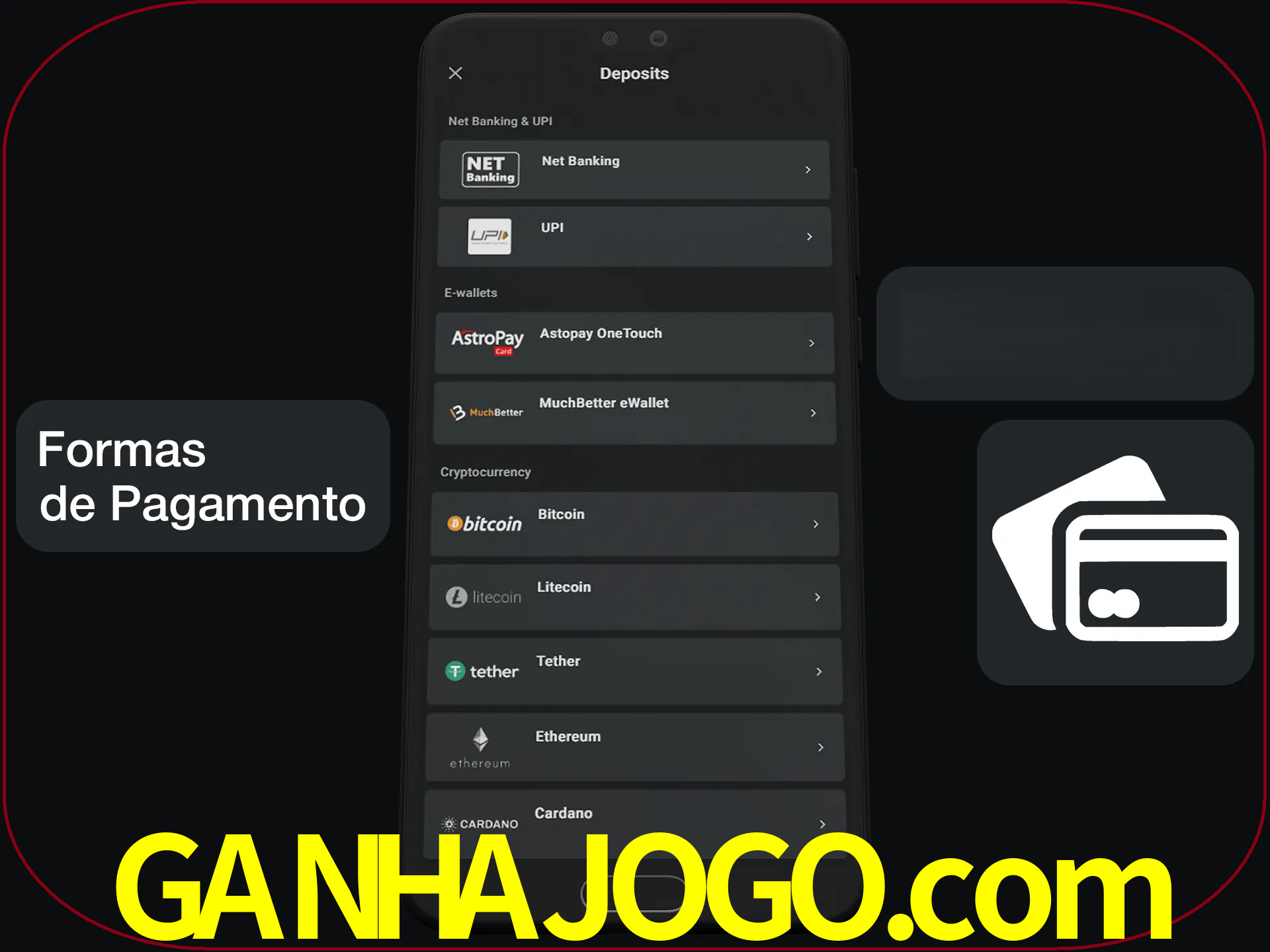 Escolha a forma de pagamento de sua preferência.
