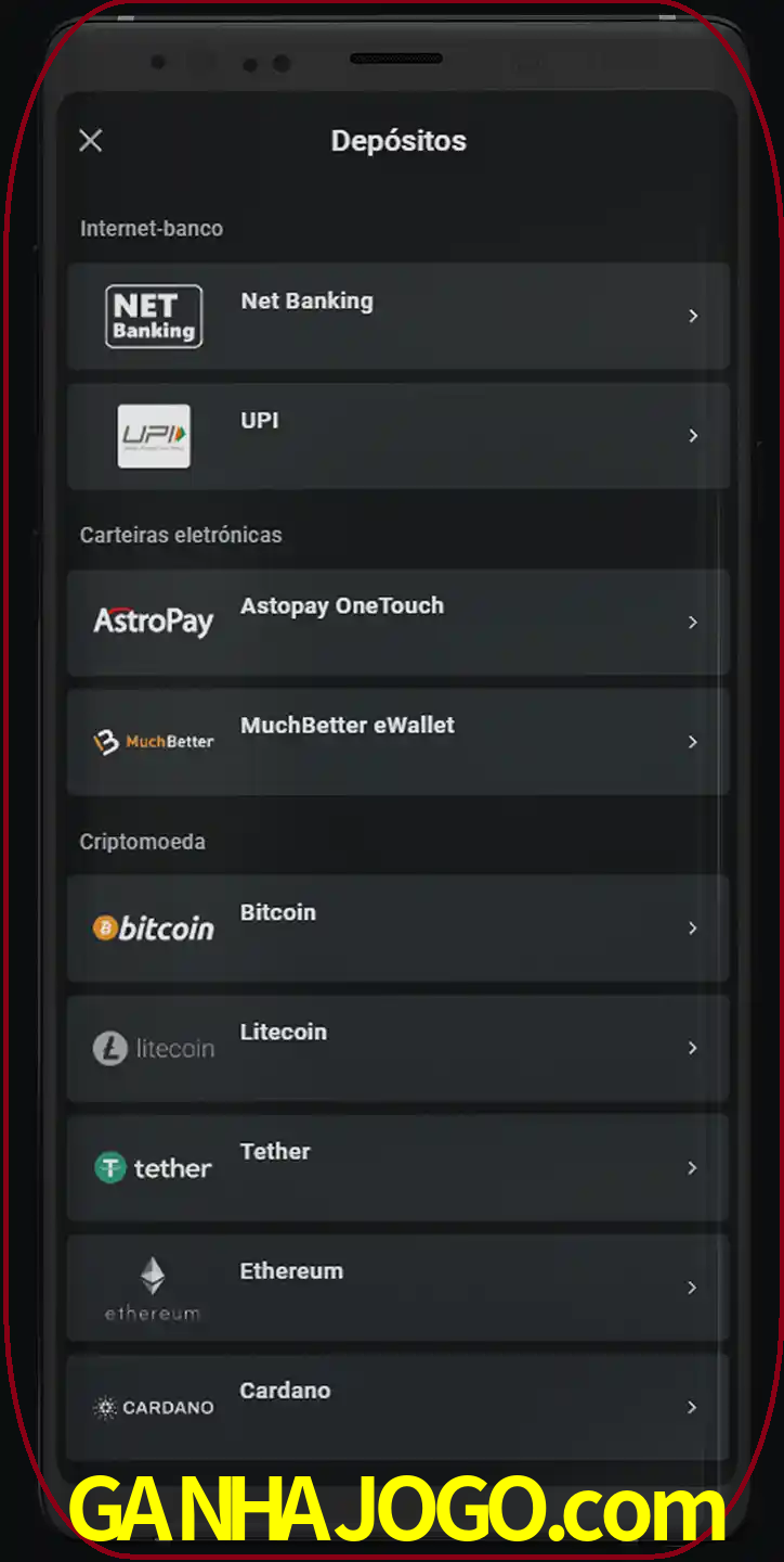 Você pode usar métodos alternativos de depósito.