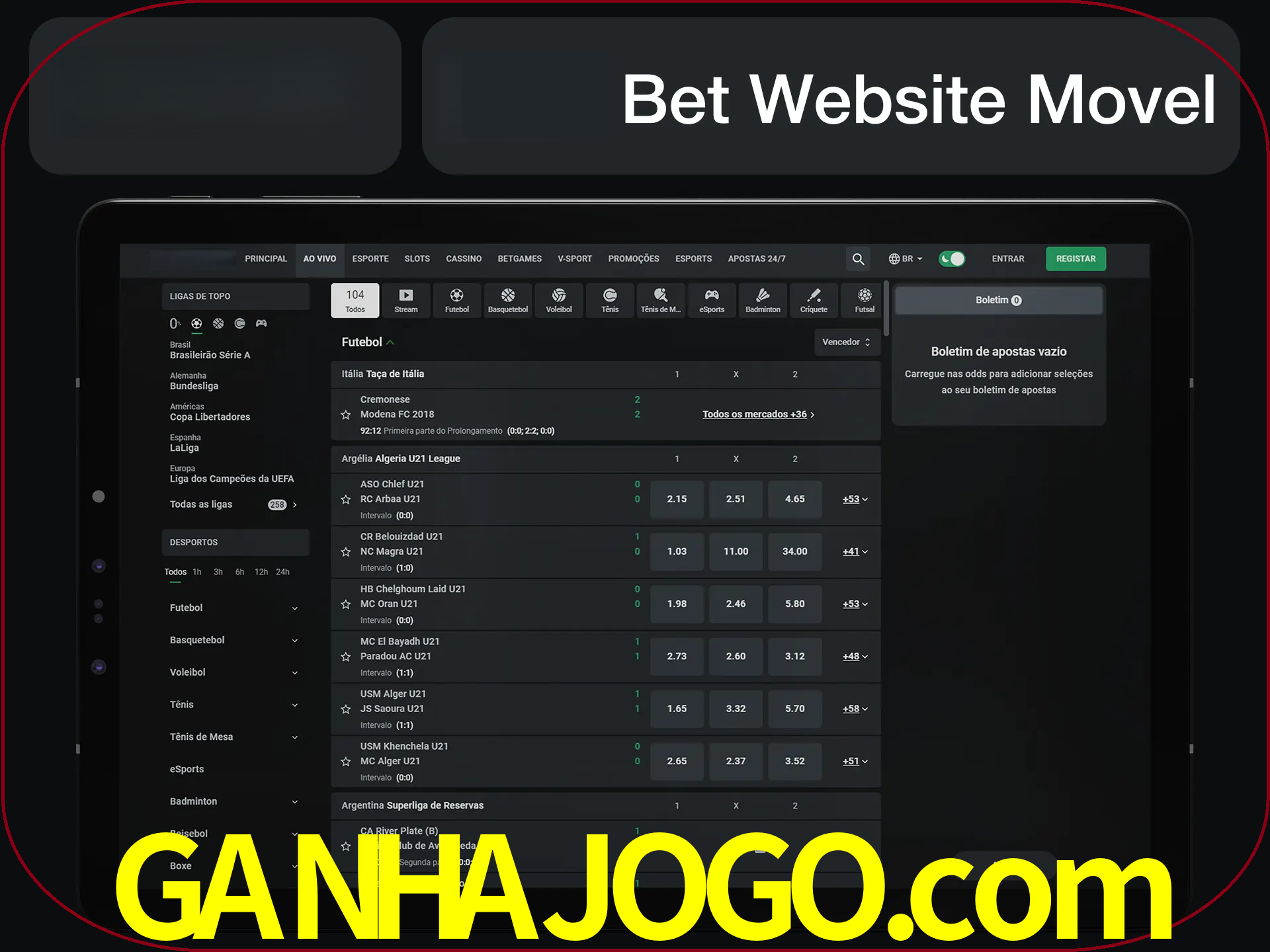 Use nosso website em qualquer dispositivo.