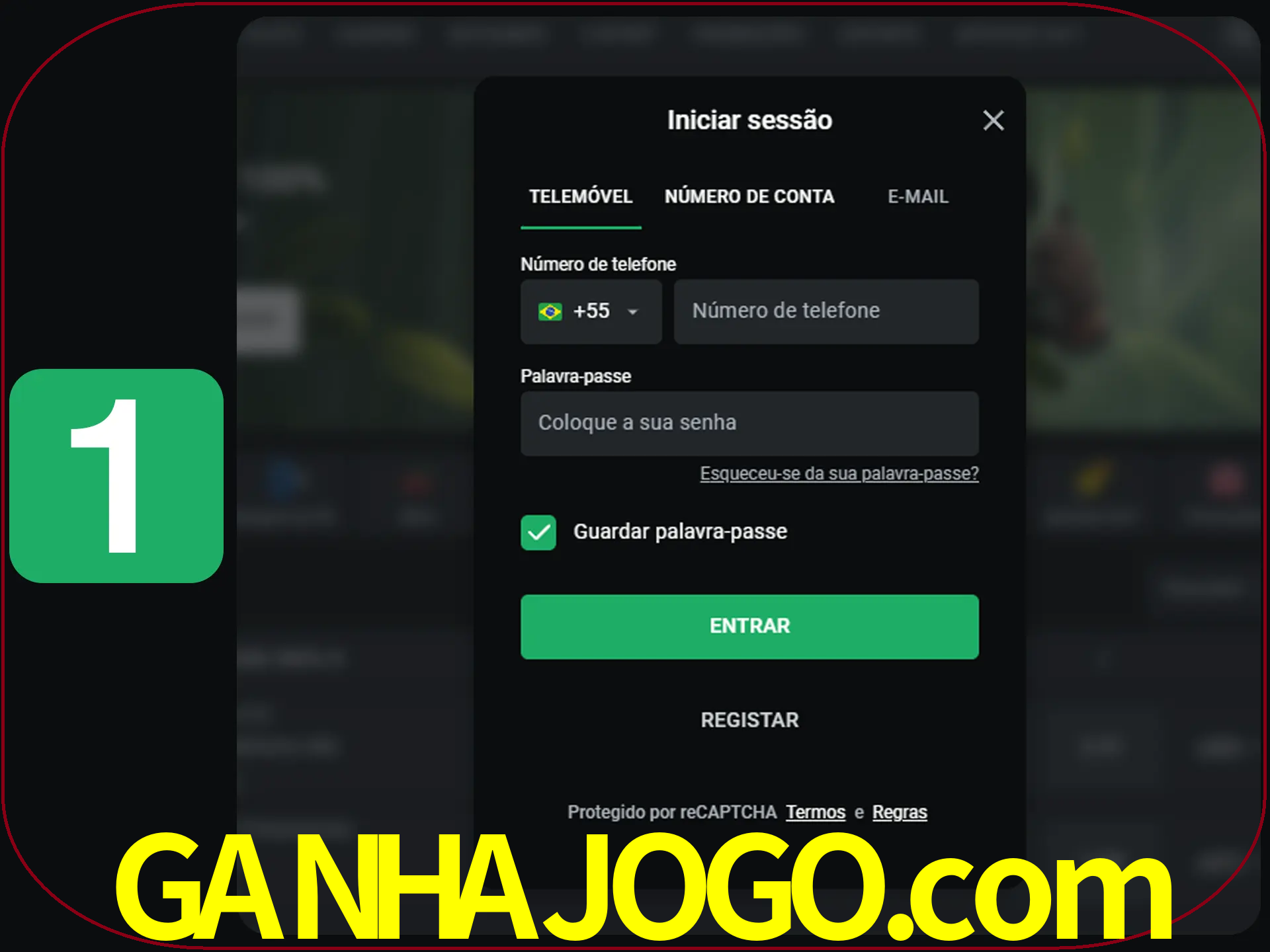 Clique no botão Entrar.